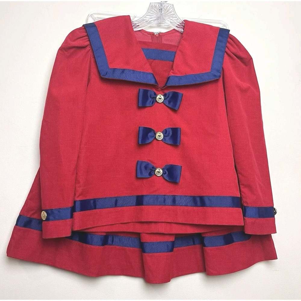 Sylvia Whyte Bloomingdales Girls Corduroy Skirt  Top Shirt Size‎ 8 VTG Red Navy
